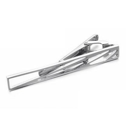 Yoursfs Irregular Hollow Out Tie Clips for Men | Small Square, Silver, Stainless Steel, Personalized Jewelry