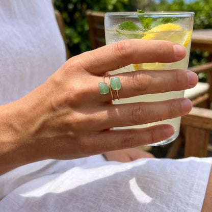 Turquoise Ring, Gold Adjustable Ring with Free Form Turquoise Stones, Handmade Western Rings for Women