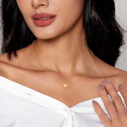 HERIER Cute Heart Necklace Dainty 18k Gold Plated Tiny Heart Pendant Choker Necklaces Small Gold Love Open Heart Chain Necklace for Women Simple Gold Necklace for Women Trendy Jewelry - color: Tiny Heart Necklace-Gold