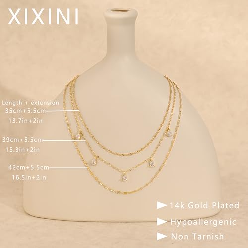 XIXINI Layered Necklaces for Women, Dainty Gold Necklace Stack 14k Gold Plated Layering Pendant Necklace Set Simple Statement Gold Necklaces for Women Trendy Fashion Waterproof Gold Jewelry - color: Gold-Set 1