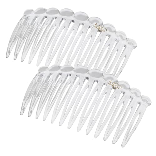 Camila Paris CP3875 French Hair Side Comb, Small Rounded, Clear French Twist Hair Combs Decorative, Strong Hold Hair Clips for Women Bun Chignon Up-Do Styling Girls Hair Accessories, Made in France - color: Clear