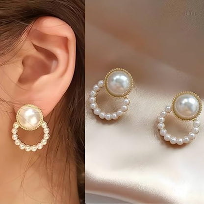 4 Pairs Clip on Stud Earrings, Non Pierced Jewelry with Pearl Accented, Gold Clip On Stud Earrings Set for Women