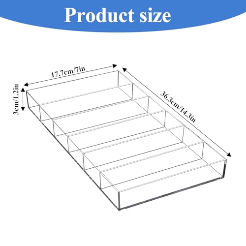 2 Pack Acrylic Sunglasses Organizer, Clear Eyeglasses Storage Case with 6 Slots, Stackable Display Tray for Eyewear, Jewelry, Makeup, 14.3x7x1.2 Inch