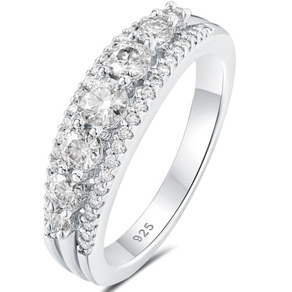 Newshe Jewellery Moissanite Wedding Bands for Women Eternity Ring 925 Sterling Silver Engagement Anniversary Stacking Size - color: Moissanite-Silver