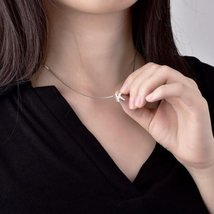CANDYFANCY Initial Pendant 925 Sterling Silver Letters Personalized Alphabet Pendant Fit 1mm Box Chain - color: Alphabet K Pendant
