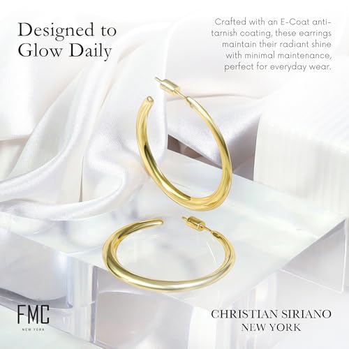 18K Gold Plated Sterling Silver Earrings for Women – Pure & Polished, Twist, Square, Hinged Tube, Abstract & Heart Shape Hoops – Lightweight, Hypoallergenic, Non-Tarnish Jewelry (Sizes: 3x35mm-46x30mm) - color: Gold, size: Polish Hoop (3x35mm)