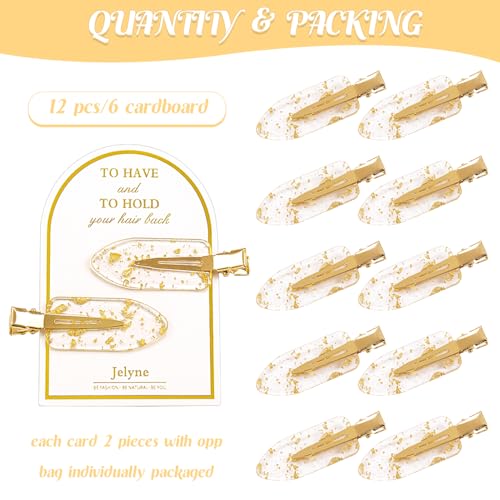 No Bend Hair Clips, 12Pcs/6cards Resin & Stainless Steel No Crease Hair Clips, Gold Glitter Bridesmaid Proposal Gift Hair Clip for Makeup Styling Hair accessories Hair Setting Clips for Bangs - color: 12Pcs（6 Cards）Gold Glitter hair clips