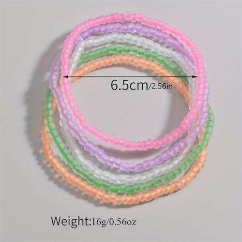 Luminous Boho Seed Bead Anklet Multilayer Rice Bead Anklet Grow in the Dark Beaded Ankle Bracelet Set for Women Men Holiday Jewelry