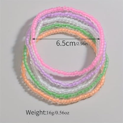 Luminous Boho Seed Bead Anklet Multilayer Rice Bead Anklet Grow in the Dark Beaded Ankle Bracelet Set for Women Men Holiday Jewelry