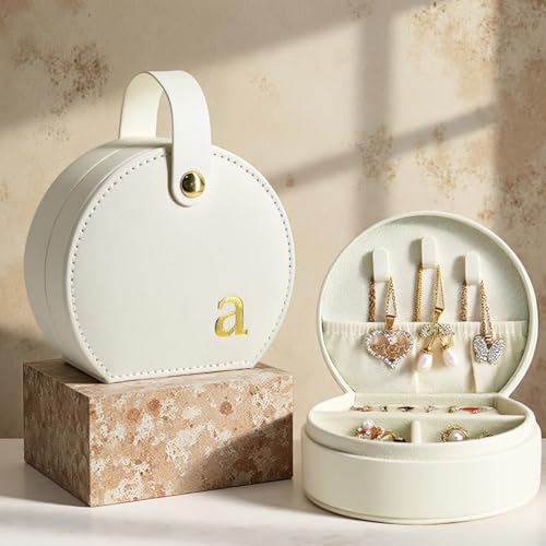 COLLECTIVE HOME Small Travel Jewelry Case for Women, Detachable Handle(a) | Portable Jewelry Box, Organizer for Rings, Earrings,Necklaces, Birthday, Christmas, Mother's Day Personalized Gifts for Women - color: a