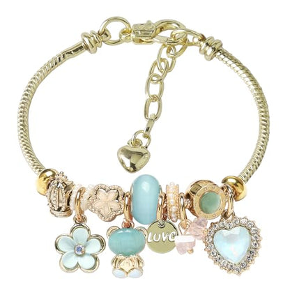 DS Charm Bracelets for teen girls exquisite cute cartoon friendship bracelet Gold Stainless Steel Bangle birthday Gift box Adjustable little girls kids jewelry holiday gifts - style: GOLD-4