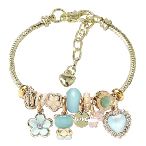 DS Charm Bracelets for teen girls exquisite cute cartoon friendship bracelet Gold Stainless Steel Bangle birthday Gift box Adjustable little girls kids jewelry holiday gifts - style: GOLD-4