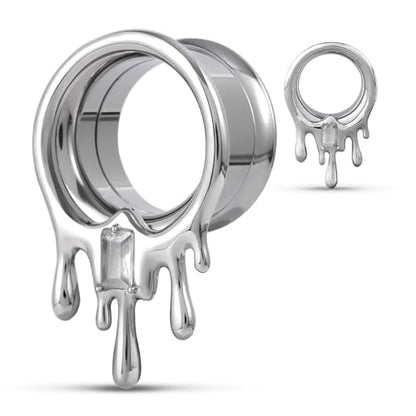 COOEAR Stainless Steel Melting Design Ear Expander, Stylish and Durable Ear Stretching Gauges Plugs. - color: S8710G, size: 6 mm