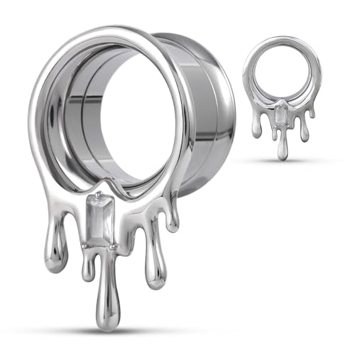 COOEAR Stainless Steel Melting Design Ear Expander, Stylish and Durable Ear Stretching Gauges Plugs. - color: S8710G, size: 8 mm