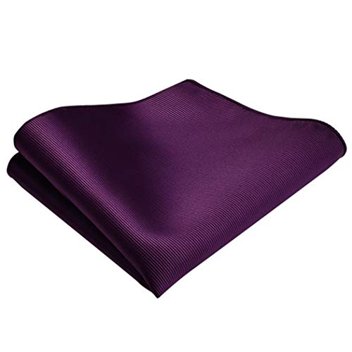GUSLESON New 3.15"（8cm） Solid Color Necktie and Pocket Square Cufflinks Clip Set - color: Purple