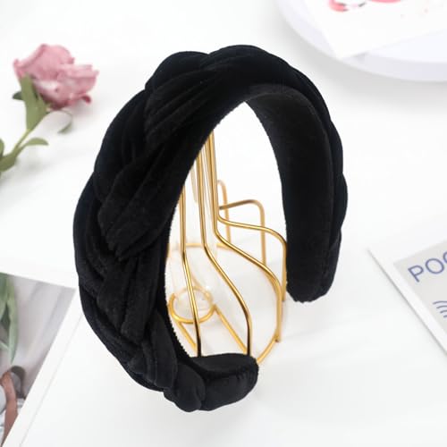 DRESHOW Velvet Braided Headband Women Hair Hoop Elastic Hair Bands Fashion Headbands for Women - color: 1 Pc Velvet Hair Hoop: Black