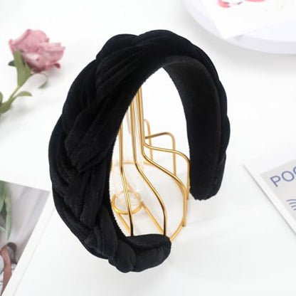 DRESHOW Velvet Braided Headband Women Hair Hoop Elastic Hair Bands Fashion Headbands for Women - color: 1 Pc Velvet Hair Hoop: Black