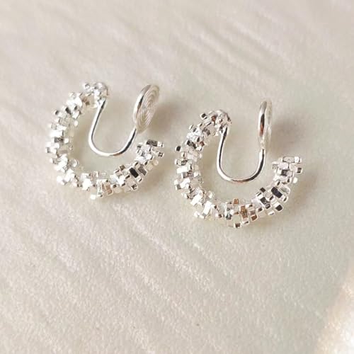 Clip On Hoop Earrings for Women Not Pierced Gold Silver Large Chnky Square Twisted Comfortable Coil Hoop Clip On Earrings - color: Metallic Silver