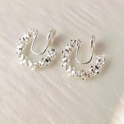 Clip On Hoop Earrings for Women Not Pierced Gold Silver Large Chnky Square Twisted Comfortable Coil Hoop Clip On Earrings - color: Metallic Silver