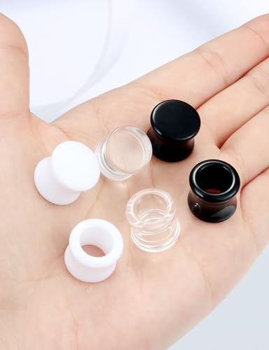 Ears Gauges Tunnels Plugs for Women Acrylic Solid Tunnel Ear Gauge Stretching Kit 6G to 1 1/4 Inch (4MM- 30MM) Expander Stretcher Plug Earrings Piercing Jewelry for Women Black White Clear - style: almost 1/2 inch, Black White Clear