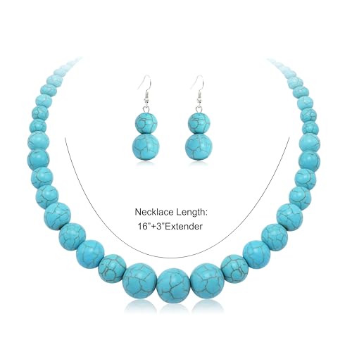 Cryshimmer Pearl Choker Necklace for Women Faux Pearl Beads Strand Necklace Earring Set Costume Jewelry,Gift for Wife Mother - color: Turquoise Blue