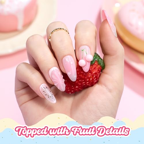 Beetles Pink Gel Polish, Strawberry Milk, Light Pink Gel Nail Polish | Color-Matched Bottle Design, Soak Off UV LED, Long-Lasting Nails Art for Home DIY & Holiday - color: B - Creme Pink | Taste of Spring Strawberry Milk