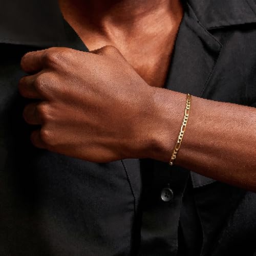 14K Gold Filled Figaro Bracelet for Women Men, 3mm/5mm Italian Figaro Link Chain Bracelets, 6.5-8.5 Inch, Hypoallergenic, Non Tarnish, Dainty Unisex Jewelry, Pulsera de Oro 14K para Mujer