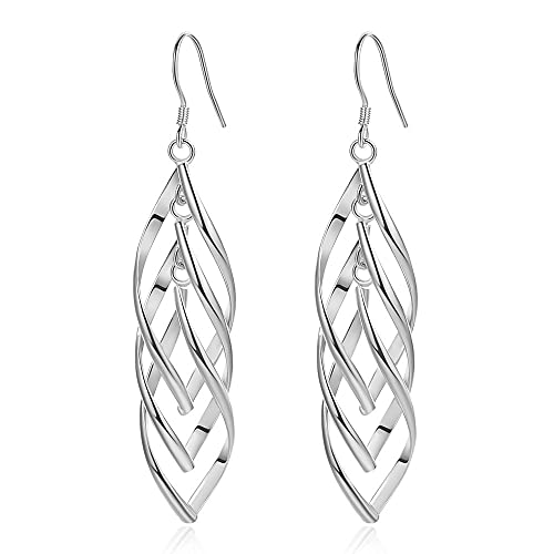 Sterling Silver Plated Earrings Dangle Earrings Linear Drop Statement Earrings for Women - color: SILVER