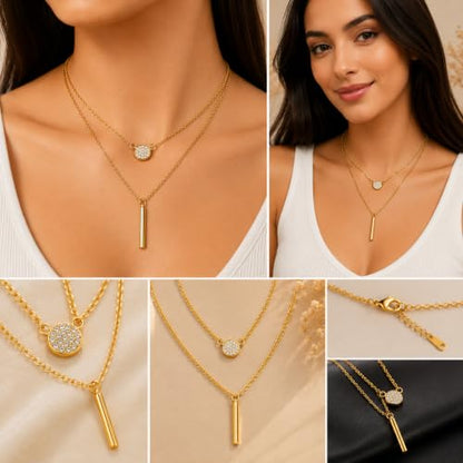 Rich London 18K Rose Gold Plated 2-in-1 Clover Heart Pendant Necklace for Women | Elegant Crystal Charm Jewellery - color: Y Chain