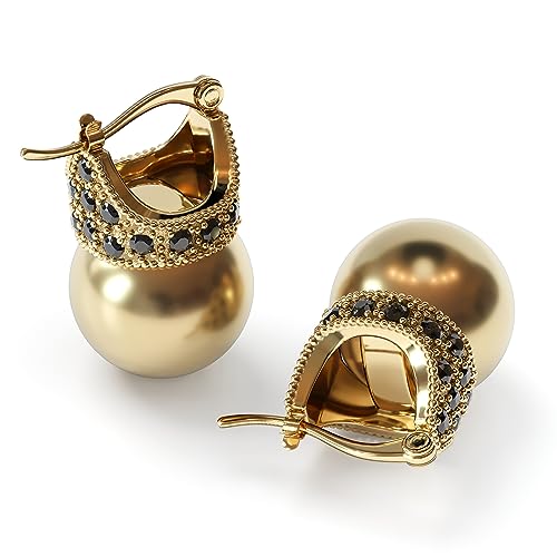 Glass Pearl Earrings Crystal Accent Crown Shape for Wedding, Bridal, Formal & Fashion - color: Gold/Gold