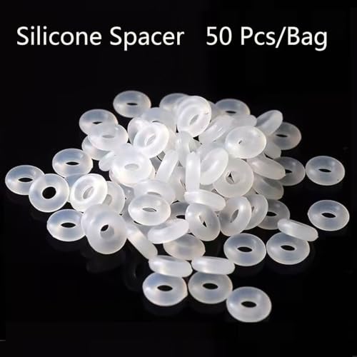 Clip Stopper Charms Sterling Silver Rondelle Spacer Bead Charm Stopper Charm for Pandora Charm Bracelets - color: Silicone Spacer ( 50 pcs )
