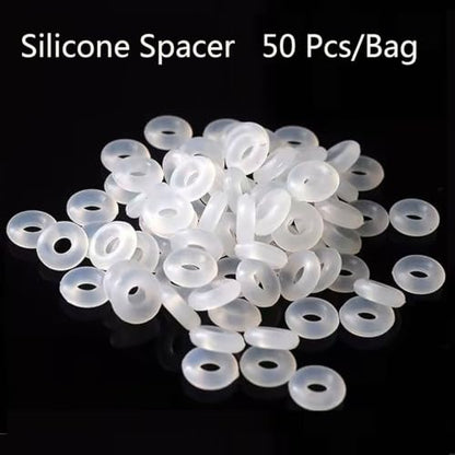 Clip Stopper Charms Sterling Silver Rondelle Spacer Bead Charm Stopper Charm for Pandora Charm Bracelets - color: Silicone Spacer ( 50 pcs )