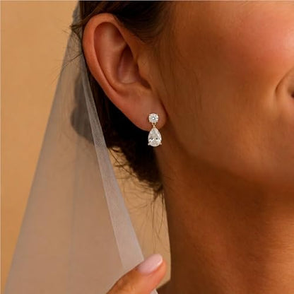 Mchic Dangle Earrings for Women: 18K Gold Plated CZ Drop Earrings Dainty Trendy Hypoallergenic Teardrop Bridal Wedding Style, Sparkly Elegant Dangling Jewelry Gift for Women Bridesmaid Prom Formal - color: Style 2-Gold