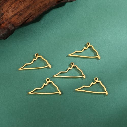 kkjoy 5Pcs Hollow Continents Maps of USA Pendant Charms for Jewelry Making and Crafting, Stainless Steel Mini Charm Craft Supplies Accessories for DIY Bracelet Necklace Earrings - color: Hollow Virginia Map - Gold