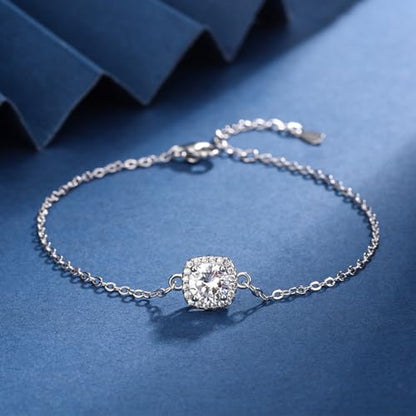 4pcs Cubic Zirconia Wedding Jewelry Sets for Bride Bridesmaid Cubic Zirconia Pendant Necklace Earrings Link Tennis Bracelet Open Ring Set for Women Birthday/Valentine's Day/Mother's Day/Christmas