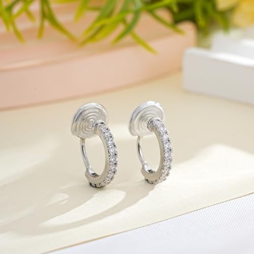 Clip On Earrings for Women 14K Gold Plated Hoop CZ Huggie Hoops Small Adjustable Non Pierced Fake Golden Earrings Invisible Hoop Clip On Earrings - color: 1 Pair Silver