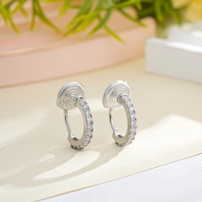 Clip On Earrings for Women 14K Gold Plated Hoop CZ Huggie Hoops Small Adjustable Non Pierced Fake Golden Earrings Invisible Hoop Clip On Earrings - color: 1 Pair Silver