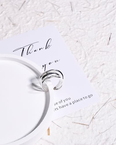 Gold & Silver Plated Crinkle Fold Open Ring for Women, Adjustable Knuckle Thumb Ring, Textured Wavy Stackable Fashion Jewelry Gift