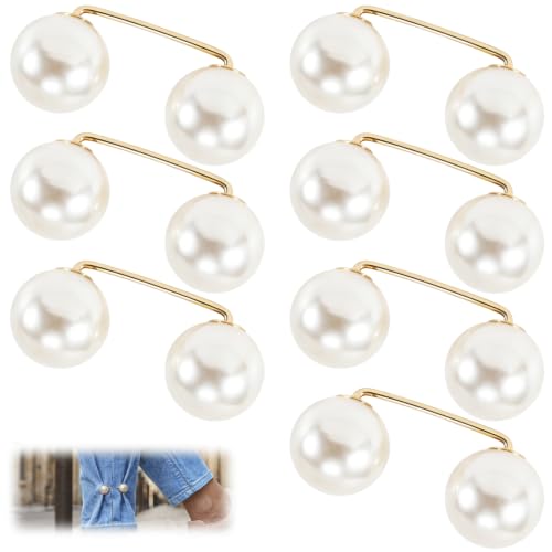 Pearl Brooches Pins, Faux Pearl Sweater Shawl Clip - color: Beige, 8pcs