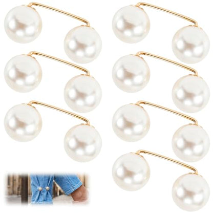 Pearl Brooches Pins, Faux Pearl Sweater Shawl Clip - color: Beige, 8pcs