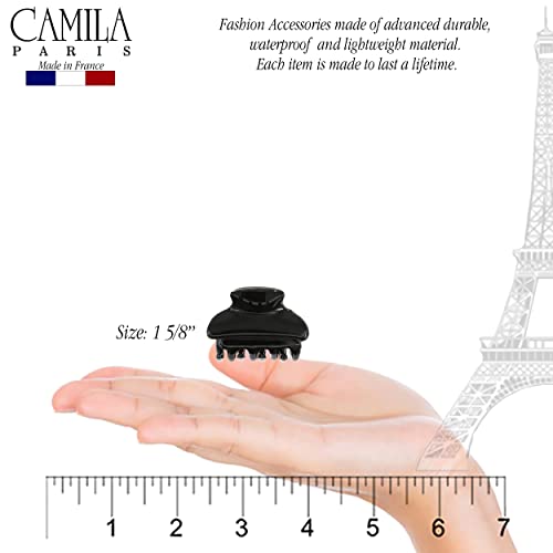 Camila Paris CP3554 French Small Hair Clips for Women, 1.5" Small Claw Clip Fashion Styling Mini Hair Clip Accessories for Women, Strong Hold No Slip Grip Cute Claw Clips, Made in France - color: Black 1.5"