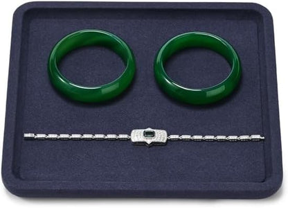 Microfiber Jewelry Trays Stackable Ring Earring Bracelet Necklace Bangle Watch Display Tray Drawer Organizer 7.87 * 7.08 * 0.59inch (Blue - color: Blue, size: 18*20cm Tray