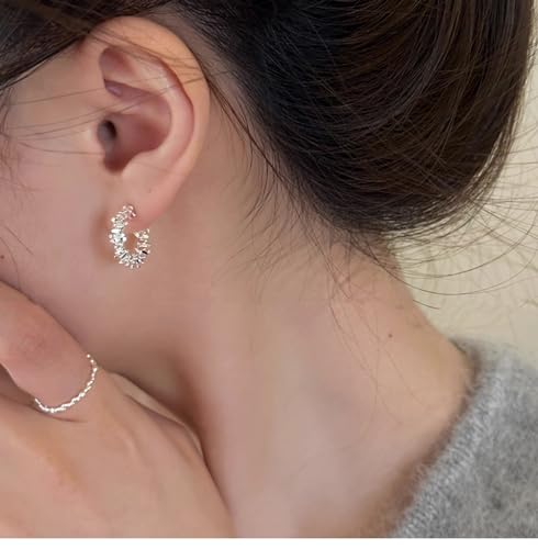 Clip On Hoop Earrings for Women Not Pierced Gold Silver Large Chnky Square Twisted Comfortable Coil Hoop Clip On Earrings - color: Metallic Silver