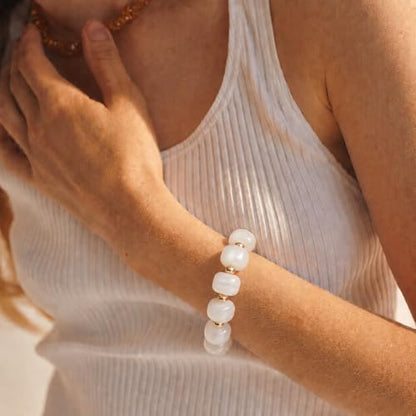 Beaded Bracelets Multicolor Acrylic Resin Beads Bracelet for Women - color: White