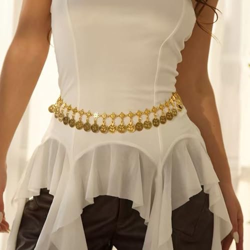 Women Coins Chain Belts Hip Dance Belly Waist Chains Pirate Gold Chain Medieval/Boho/Beach Accessories
