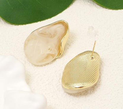 Acrylic Earrings for Women Irregular Resin Drop Earrings Metal Waterdrop Earring - color: White