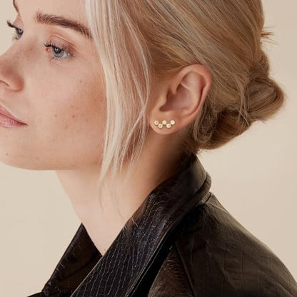 Star 14K Gold Plated Ear Cuff Earrings for Women Non Piercing, Dainty Silver Plated Clip on Cartilage Ear Cuff Non Pierced Trendy CZ Northstar Starburst Sparkling Climber Clawer Earring Jewelry - style: Cluster-3