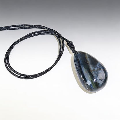 Anjiucc Natural Gemstone Tree of Life Black Obsidian/Golden Obsidian Pendant Necklace for Male and Female Necklace - color: Blue Tiger's Eye