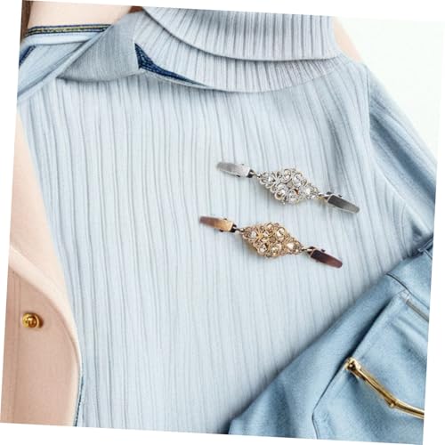 2pcs Vintage Sweater Clips and Dress Collar Brooches, Silver and Antique Bronze Metal Shawl Clips for Women’s Cardigan, Shirt, and Scarf Fastening Accessories