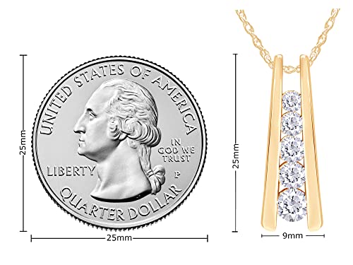 Five Stone Journey Bar Pendant Necklace Women 925 Sterling Silver 1.25 CT | Round Moissanite or Lab Grown Diamond, 14K Gold Over Sterling Silver With 18" Chain - color: Lab Grown Diamond